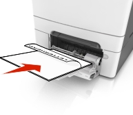 Load the letterhead into the multipurpose feeder facedown for one-sided printing.