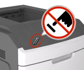 A warning not to touch the memory device that is inserted in the USB port