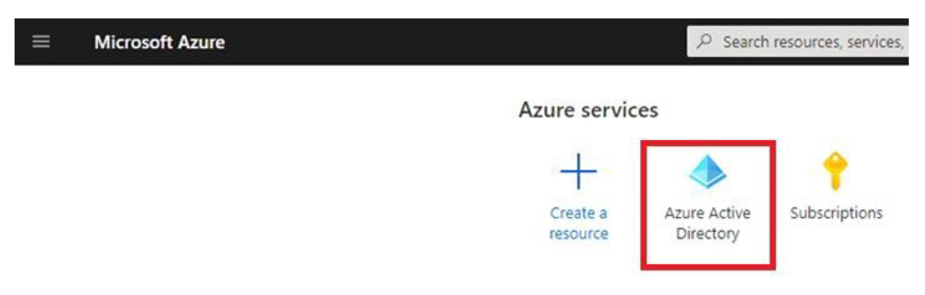 A screenshot showing the navigation to Azure Active Directory.