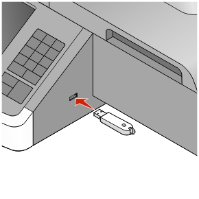 picture showing how to insert a flash drive into the printer usb port