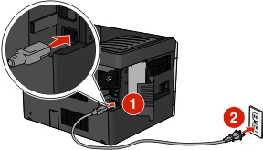 connecting the power cable to the printer