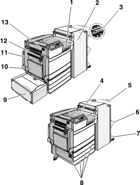 The illustration shows all possible paper jam locations.
