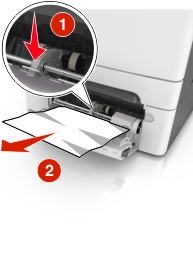 Push the paper release lever in the multipurpose feeder to access the jammed paper, and then gently pull it out.