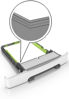 Paper that is correclty loaded in the tray