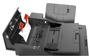 Firmly grasp the jammed paper on each side, and then gently pull it out.