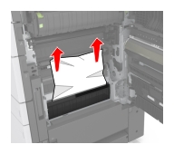 Замятая бумага убрана под областью термоблока.