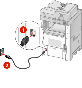 connecting the power cable to the printer