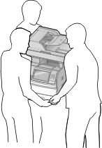 picture of 3 people lifting the printer