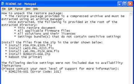 Restoring the printer configuration | Lexmark CX725