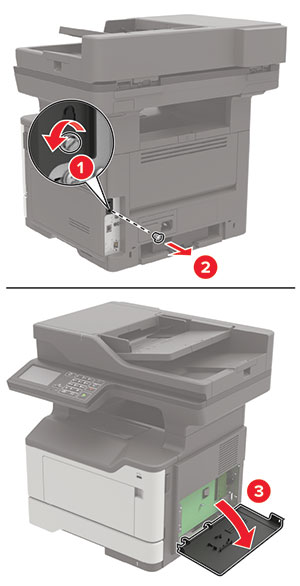 Installing a printer hard disk | Lexmark MX521