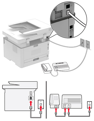 Как подключить принтер lexmark Standart telefon hattı kullanarak faks kurulumu yapma Lexmark MB2236