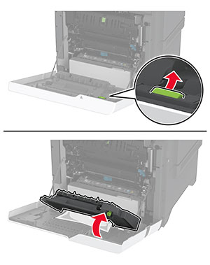 Zelena šarka je povučena radi otvaranja poklopca jedinice za dvostrano štampanje.