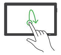Nuotrauka, kurioje parodyta kaip pereiti prie pirmo ekrane parodyto elemento.