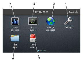 Printer home screen