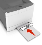 Load the letterhead into the manual feeder faceup for one-sided printing.