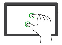 A photo showing how to access parts of the zoomed image on the screen.