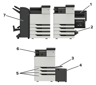 Aree di possibili inceppamenti della carta nella stampante.