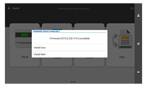 A dialog appears on the display about the available firmware update.