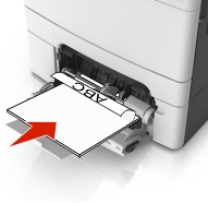 Load the letterhead into the multipurpose feeder facedown for one-sided printing.