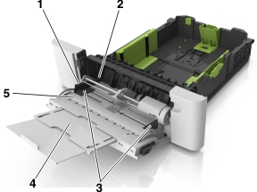 Locate the maximum paper fill indicator and tab.