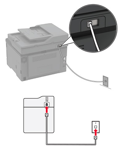 將印表機直接連接到壁式電話插座。