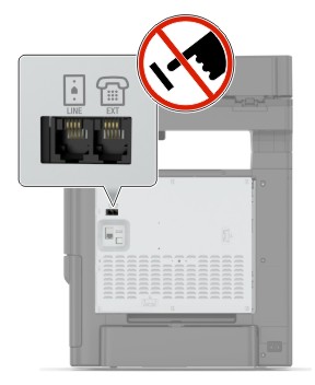 Position des Faxanschlusses auf der Rückseite des Druckers