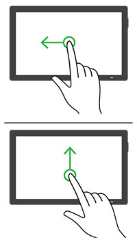A photo showing how to move to the previous item on the screen.
