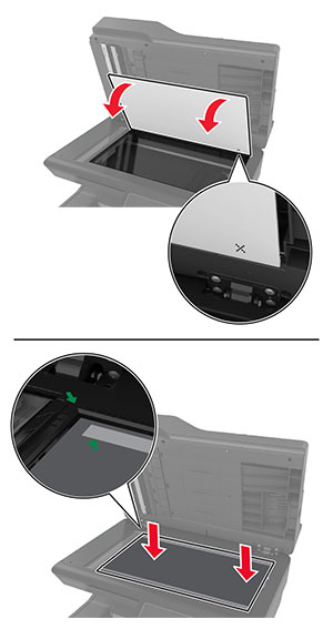 Nova podloga stakla skenera postavlja se na staklo skenera tako da bijela strana bude okrenuta licem prema dolje.