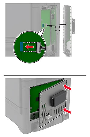 O conjunto sem fio está instalado na placa do controlador.