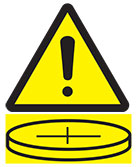 The safety marking for button or coin batteries.
