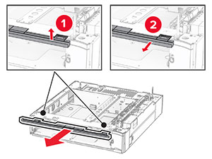 The upper tray cover is lifted, and then removed from the tray base.