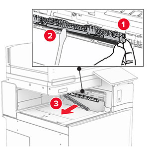 The backup roller is pried using a screwdriver, and then removed from the printer.