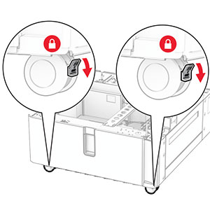 The levers of the front caster locks are pushed down.