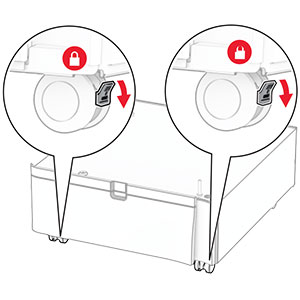 The levers of the front caster locks are pushed down.