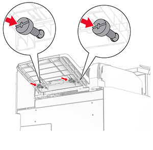 Screws are installed under the bin of the paper transport with folding option.