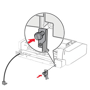 The metal bracket with a screw is attached to the paper transport with folding option.