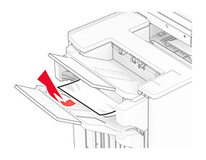 Jammed paper is removed from the finisher staple, hole punch, offset bin.