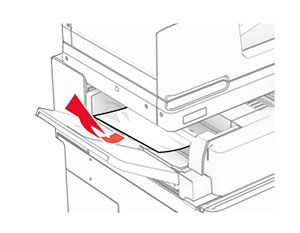 Jammed paper is removed from the paper transport with folding option.
