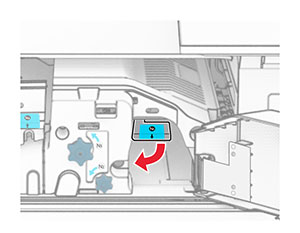 Handle N1 of the paper transport with folding option is being pushed down.