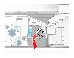 Jammed paper is removed from the paper transport with folding option.