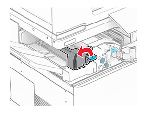 Handle N4 of the paper transport with folding option is being lifted.
