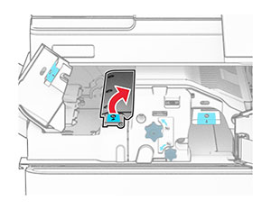 Handle N5 of the paper transport with folding option is being lifted.