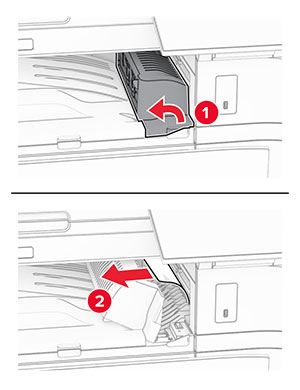 Paper transport cover G is opened, and then jammed paper is removed.