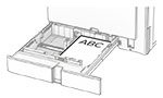 The letterhead is loaded faceup with the header toward the rear of the tray.