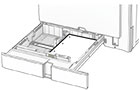 The prepunched paper is loaded facedown with the holes toward the left side of the tray. 