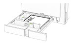 The letterhead is loaded faceup with the header toward the left side of the tray.
