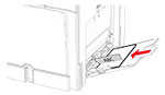 The letterhead is loaded facedown with the header toward the left side of the multipurpose feeder. 