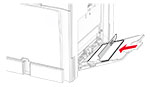 The letterhead is loaded facedown with the header toward the right side of the multipurpose feeder. 