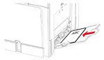 The letterhead is loaded faceup with the header toward the right side of the multipurpose feeder.
