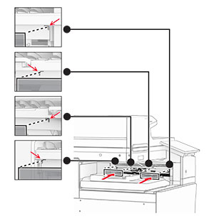 The protective strips are aligned, and then attached to the printer.